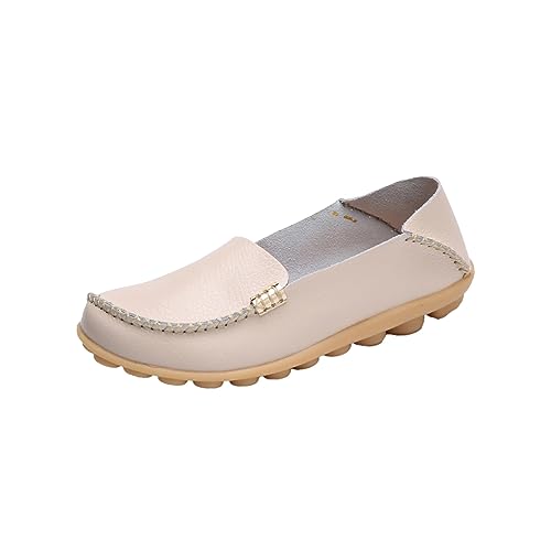 TianWlio Damen Ballerina Flache Weich Schuhe Runde Zehe Flache Schuhe Komfort Niedriger Schuhe Weich Sommer Brautschuhe Niedriger Halbschuhe Bequeme (Beige, 40) von TianWlio