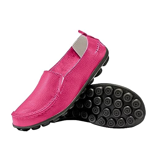 TianWlio Damen Ballerina Flache Weich Schuhe Runde Zehe Weich Niedriger Keil Slip On Walking für Frauen Sandalen Sommer Abendkleid Slip On Pantoffeln (Hot Pink, 43) von TianWlio