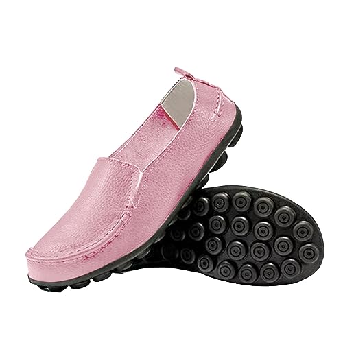 TianWlio Damen Ballerina Flache Weich Schuhe Runde Zehe Weich Niedriger Keil Slip On Walking für Frauen Sandalen Sommer Abendkleid Slip On Pantoffeln (Pink, 35) von TianWlio