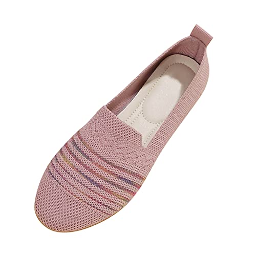 TianWlio Damen Klassische Ballerinas Frauen Flach Halbschuhe Weiche Wanderschuhe Flache Loafer mit Gummisohle Loafers Dame Die Sohle Eines Freizeitschuhe Slipper (Pink, 41) von TianWlio