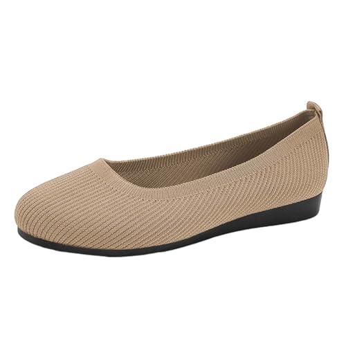 TianWlio Damen Klassische Ballerinas Profilsohle Flach Komfort Klassische Profilsohle Glänzende Paillette Flach Slip On Ballettschuhe Damenschuhe Hochzeits Loafers (Khaki, 41) von TianWlio