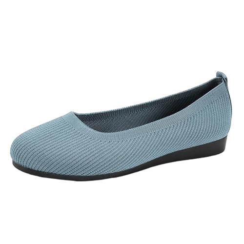 TianWlio Damen Klassische Ballerinas Profilsohle Flach Komfort Klassische Profilsohle Glänzende Paillette Flach Slip On Ballettschuhe Damenschuhe Hochzeits Loafers (Light Blue, 41) von TianWlio