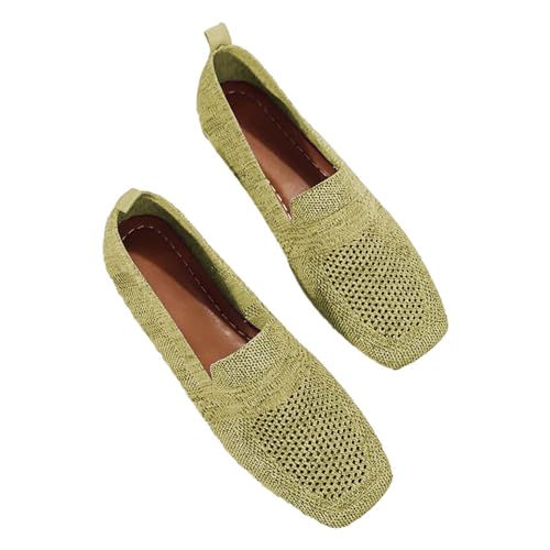 TianWlio Damen Klassische Ballerinas Profilsohle Flach Komfort Mary Jane Schuhe Weicher Rutschfester Gummisohle Halbschuhe Loafers Fahren Hausschuhe rutschfest (Green, 41) von TianWlio