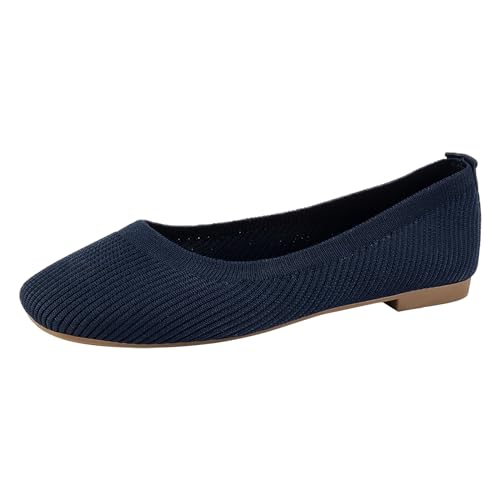 TianWlio Damen Klassische Ballerinas Profilsohle Flach Komfort Weiche Wanderschuhe Flache Loafer mit Gummisohle Loafers Dame Die Sohle Eines Freizeitschuhe Slipper (Blue, 40) von TianWlio