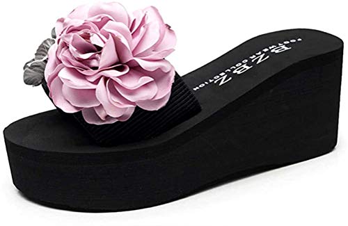 Tianmao Flip-Flops Damen Sommer Sandalen Zehentrenner, Keilabsatz 6 cm (39 EU, Pink) von Tianmao