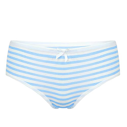 TiaoBug Damen Hipster Panty Stretch Baumwolle Unterhosen Brasilien Slips Gestreifte Unterwäsche Bikini Briefs Hüftslip mit Schleife Himmelblau weiß gestreift Einheitsgröße von TiaoBug