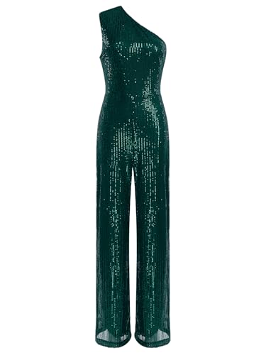 TiaoBug Damen Pailletten Jumpsuit Overall Ein-Schulter Body mit Weite Hose Festlich Einteiler Modern Hosenanzug Tanz Leotard Romper Playsuit Dunkelgrün L TiaoBug Damen Pailletten Jumpsuit Overall Ein-Schulter Body mit Weite Hose Festlich Einteiler Modern Hosenanzug Tanz Leotard Romper Playsuit Dunkelgrün L von TiaoBug