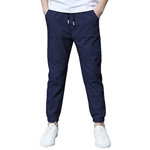 TiaoBug Jungen Cargohose Elastische Taille Sporthose Jogger Jogginghose mit Beinabschluss Hip Hop Baggy Pants Streetwear Navy blau A 146-152 von TiaoBug