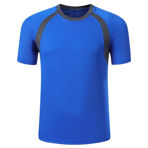 TiaoBug Jungen Sport T-Shirt Atmungsaktive Shirt Kurzarm Rundhals Tank Tops Fußball Trikot Funktionsshirt Fitness Training Oberteil Sportswear Blau C 98-104 von TiaoBug