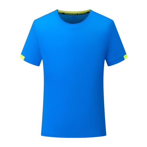 TiaoBug Jungen Sport T-Shirt Atmungsaktive Shirt Kurzarm Rundhals Tank Tops Fußball Trikot Funktionsshirt Fitness Training Oberteil Sportswear Blau D 110-116 von TiaoBug