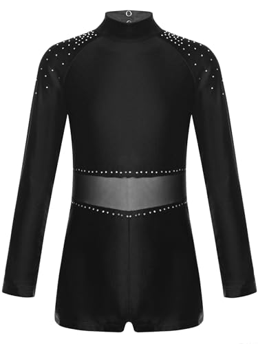 TiaoBug Kinder Turnanzug für Mädchen Gymnastikanzug Langarm Rollkragen Body Ballett Trikot Tanz Anzug mit Bein Mesh Glitzer Leotard Wettbewerb Kostüm Schwarz 146-152 TiaoBug Kinder Turnanzug für Mädchen Gymnastikanzug Langarm Rollkragen Body Ballett Trikot Tanz Anzug mit Bein Mesh Glitzer Leotard Wettbewerb Kostüm Schwarz 146-152 von TiaoBug