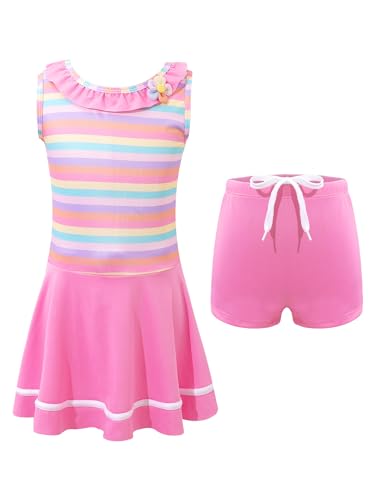 TiaoBug Mädchen Kinder Einteiler Badeanzug mit Rock Baderock Bade Kleid Schwimmanzug Schwimmrock Rüschen gestreifter Tank Top Slip Blumen Bademode Beachwear Rosa E 134-140/9-10 Jahre TiaoBug Mädchen Kinder Einteiler Badeanzug mit Rock Baderock Bade Kleid Schwimmanzug Schwimmrock Rüschen gestreifter Tank Top Slip Blumen Bademode Beachwear Rosa E 134-140/9-10 Jahre von TiaoBug