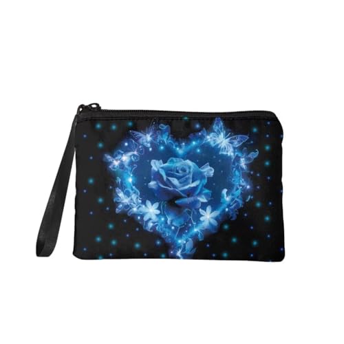 Tiasarato Modische Münzgeldbörse für Damen, lässige Geldklammern, Handtasche, kleine Make-up-Tasche, tragbares Kulturbeutel, praktische Taschen, Blauer Rosen-Schmetterling, modisch Tiasarato Modische Münzgeldbörse für Damen, lässige Geldklammern, Handtasche, kleine Make-up-Tasche, tragbares Kulturbeutel, praktische Taschen, Blauer Rosen-Schmetterling, modisch von Tiasarato