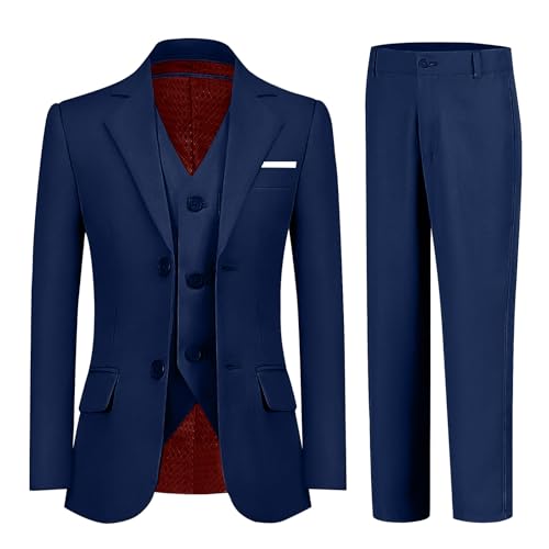 Jungen Anzüge 3-teilig Slim Fit Anzug Set Dresswear Ringträger Outfit für Jungen, Marineblau, 10 Jungen Anzüge 3-teilig Slim Fit Anzug Set Dresswear Ringträger Outfit für Jungen, Marineblau, 10 von Tiefony