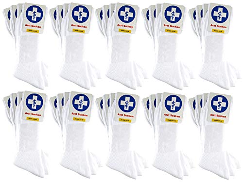 TigerTie - 40 Paar Arzt-Socken & Krankenschwester-Socken ohne Gummizug in weiss fein gerippt - Gesundheitssocken Gr. L = Gr. 43-46 (Large) von TigerTie