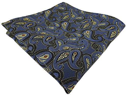 TigerTie Designer Einstecktuch in blau gold rot schwarz Paisley gemustert von TigerTie