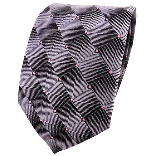 TigerTie Designer Krawatte in grau silber rosa gepunktet - Schlips Binder Tie von TigerTie