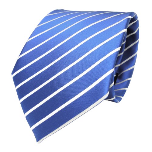 TigerTie Designer Krawatte in blau hellblau azurblau weiß gestreift von TigerTie