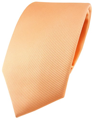 TigerTie Designer Krawatte in lachs orange einfarbig Uni Rips von TigerTie