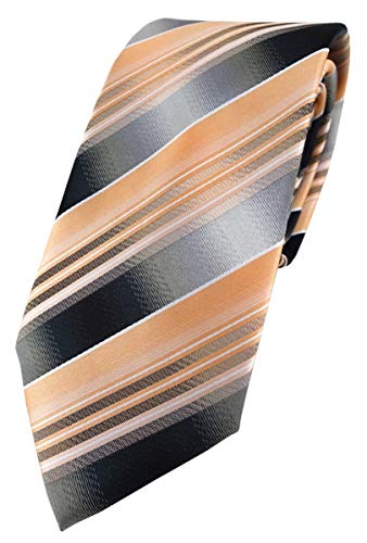 TigerTie Designer Krawatte in lachs orange silber anthrazit grau gestreift von TigerTie