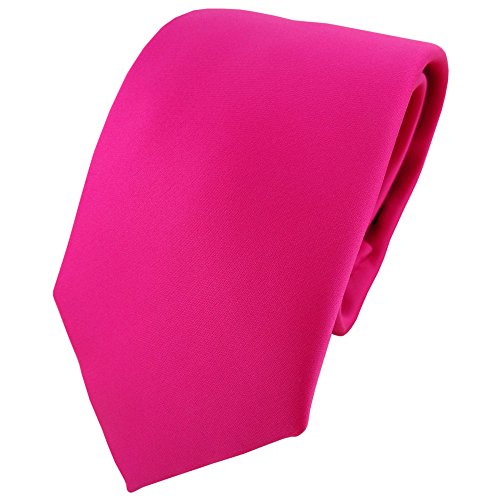 TigerTie Designer Satin Krawatte in pink rosa einfarbig uni von TigerTie