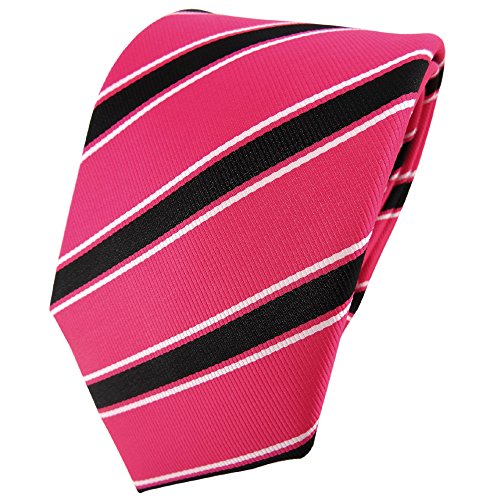 TigerTie Designer Krawatte in pink rosa schwarz weiß gestreift von TigerTie