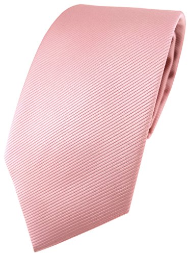 TigerTie Designer Krawatte in rosa altrosa einfarbig Uni Rips von TigerTie