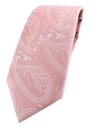 TigerTie Designer Krawatte in rosa altrosa silber Paisley gemustert von TigerTie