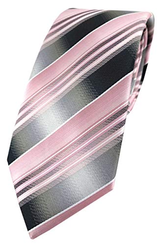 TigerTie Designer Krawatte in rosa hellrosa silber anthrazit grau gestreift von TigerTie