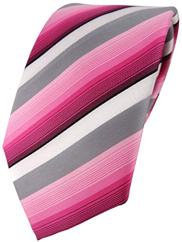 TigerTie Designer Krawatte in rosa pink grau weiss gestreift - Tie Binder von TigerTie