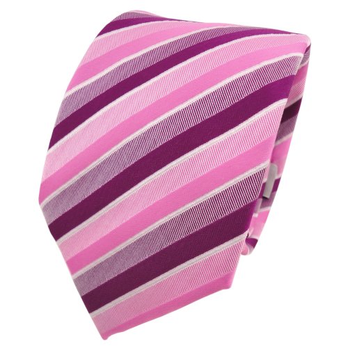 TigerTie Designer Krawatte in rosa pink magenta fuchsia weiß gestreift von TigerTie