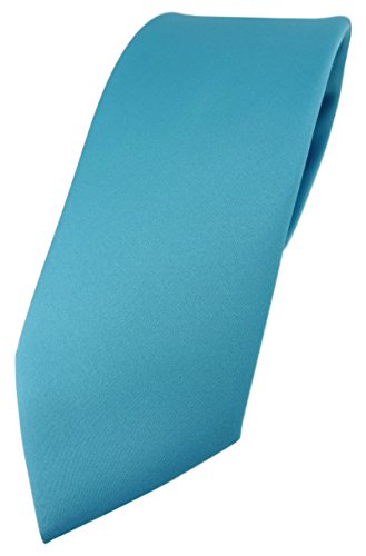 TigerTie Designer Krawatte in türkis einfarbig Uni - Tie Schlips von TigerTie