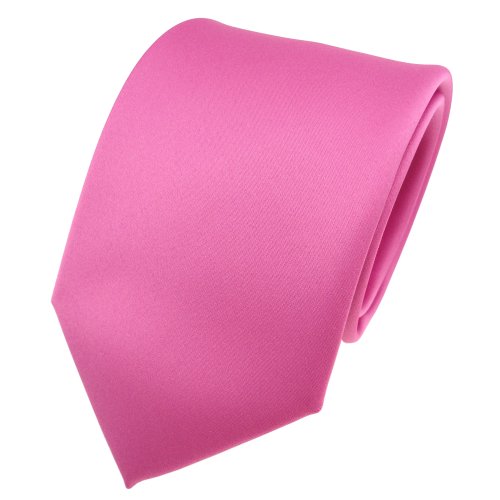 TigerTie Designer Satin Krawatte in rosa pink einfarbig uni von TigerTie