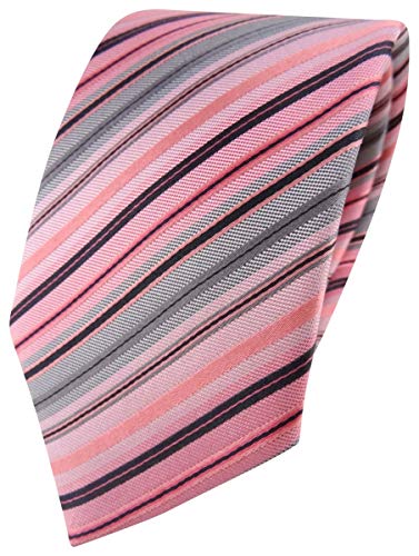 TigerTie Designer Seidenkrawatte in rosa grau schwarz gestreift von TigerTie