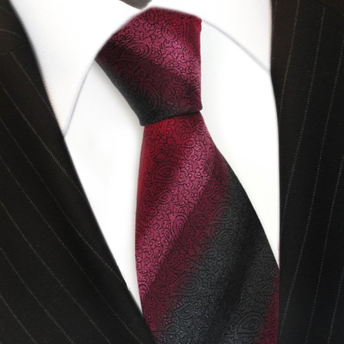 TigerTie Designer Seidenkrawatte in rot rosa weinrot schwarz anthrazit gestreift gemustert - 8 cm Krawattenbreite von TigerTie