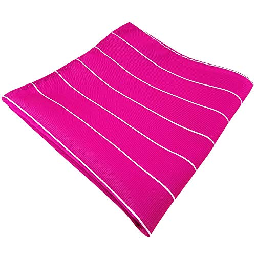 TigerTie - Herren Designer Einstecktuch in magenta fuchsia silber gestreift von TigerTie