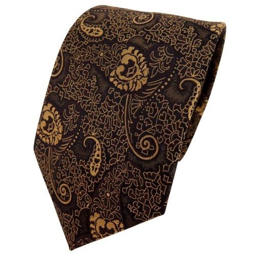 TigerTie Krawatte gold bronze schwarz Paisley - Binder Tie Polyester von TigerTie