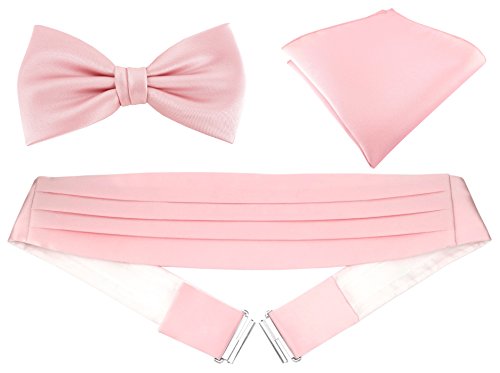 TigerTie Kummerbund Einstecktuch Satin Fliege in rosa - Schärpe Leibbinde von TigerTie