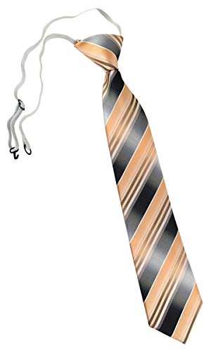 TigerTie Security Sicherheits Krawatte in lachs orange silber anthrazit grau gestreift - vorgebunden mit Gummizug von TigerTie