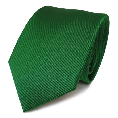 TigerTie - Jacquard gewebte Designer Seidenkrawatte in grün signalgrün einfarbig Uni Rips von TigerTie