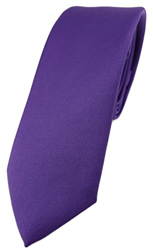 TigerTie schmale Designer Krawatte in blaulila violett einfarbig Uni - Tie Schlips von TigerTie