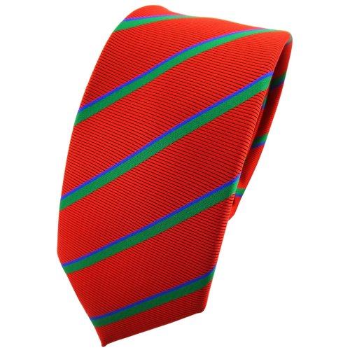 TigerTie - schmale Designer Krawatte in rot grün blau gestreift von TigerTie