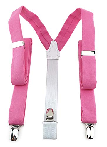 TigerTie schmaler Desiger Unisex Hosenträger in Y-Form mit 3 extra starken Clips - Farbe in rosa pink einfarbig Unicolor - hochwertige Verarbeitung von TigerTie