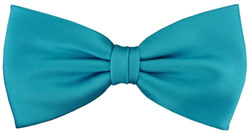 TigerTie vorgebundene Satin Fliege in türkis türkisblau wasserblau Uni einfarbig + Geschenkbox von TigerTie