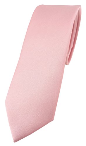 TigerTie schmale Designer Krawatte in rosa einfarbig Uni - Tie Schlips von TigerTie