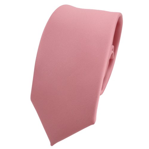 TigerTie schmale Satin Krawatte in rosa altrosa einfarbig uni von TigerTie