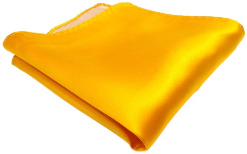 TigerTie gewebtes Designer Satin Seideneinstecktuch in gelb goldgelb Uni einfarbig - Pochette 30 x 30 cm - Einstecktuch 100% reine Seide von TigerTie