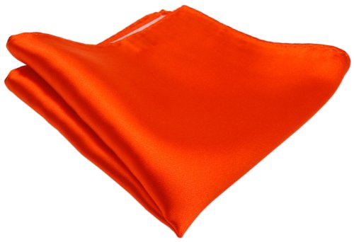 TigerTie gewebtes Designer Satin Seideneinstecktuch in orange leuchtorange Uni einfarbig - Pochette 30 x 30 cm - Einstecktuch 100% reine Seide von TigerTie