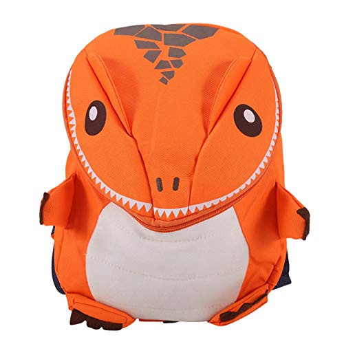 Kinder Dinosaurier Rucksack, 3D Kleinkind Cartoon Kindergarten Rucksäcke Schulrucksack Vorschule Niedlich Tier Kinderrucksack Mini Tiere Kindergartentasche mit Leine Orange von Tiiyee