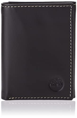 Timberland Herren Leather Trifold Wallet with ID Window dreiteilige Geldbörse, Black (Hunter), Einheitsgröße von Timberland